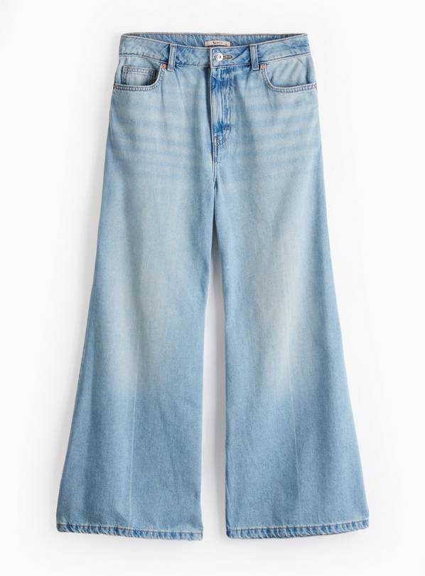 Petite Light Denim Palazzo Flared Jeans 20